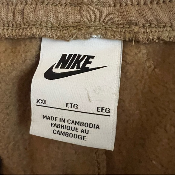 Nike nwt men’s Beige fleece Joggers XXL sweatpants pull-on tapered leg pockets - Picture 6 of 6